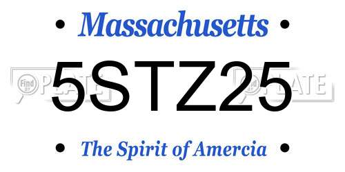 5STZ25 Massachusetts License Plate