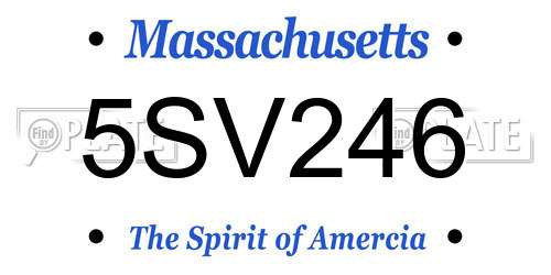 5SV246 Massachusetts License Plate