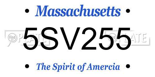 5SV255 Massachusetts License Plate
