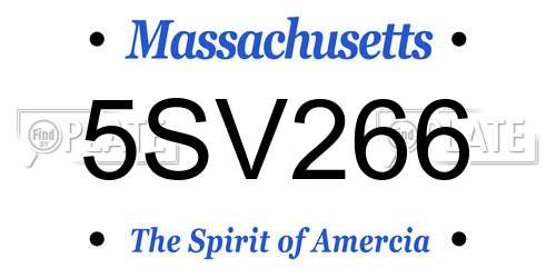 5SV266 Massachusetts License Plate