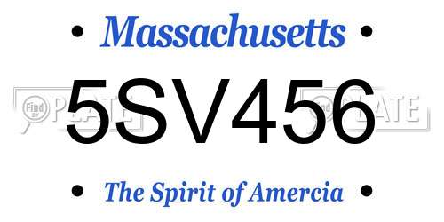 5SV456 Massachusetts License Plate