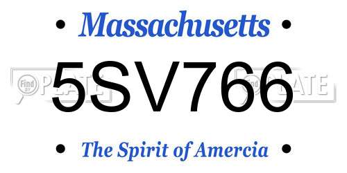 5SV766 Massachusetts License Plate