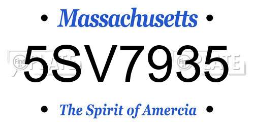 5SV7935 Massachusetts License Plate