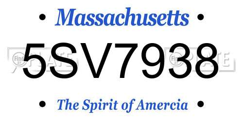 5SV7938 Massachusetts License Plate