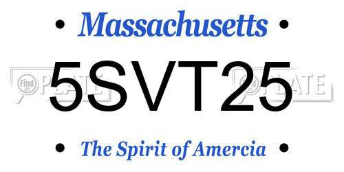 5SVT25 Massachusetts License Plate