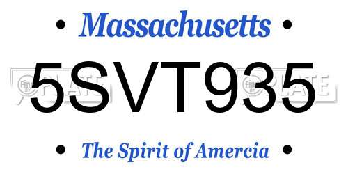 5SVT935 Massachusetts License Plate