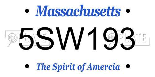 5SW193 Massachusetts License Plate