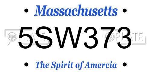 5SW373 Massachusetts License Plate