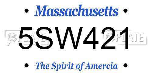 5SW421 Massachusetts License Plate