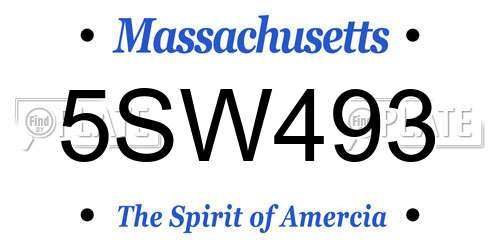 5SW493 Massachusetts License Plate