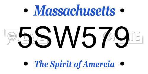 5SW579 Massachusetts License Plate