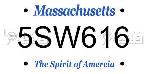 5SW616 Massachusetts License Plate