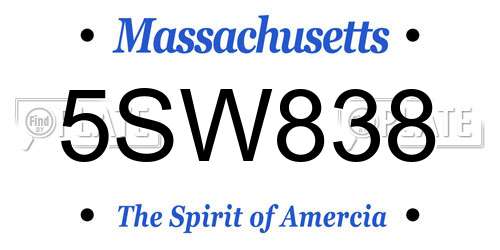 5SW838 Massachusetts License Plate