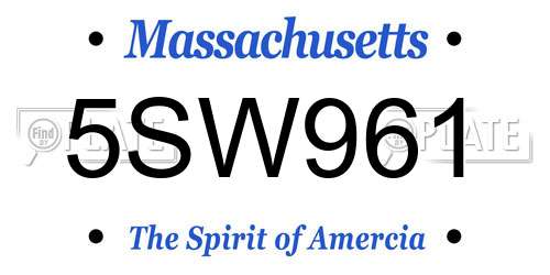5SW961 Massachusetts License Plate