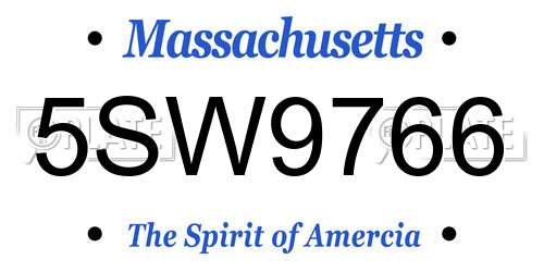 5SW9766 Massachusetts License Plate