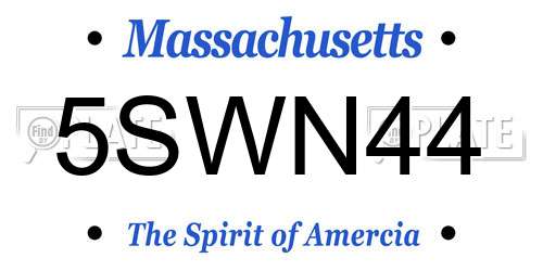 5SWN44 Massachusetts License Plate