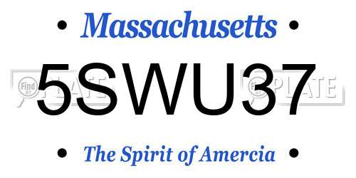 5SWU37 Massachusetts License Plate