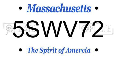 5SWV72 Massachusetts License Plate