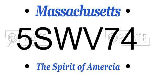 5SWV74 Massachusetts License Plate