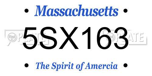 5SX163 Massachusetts License Plate