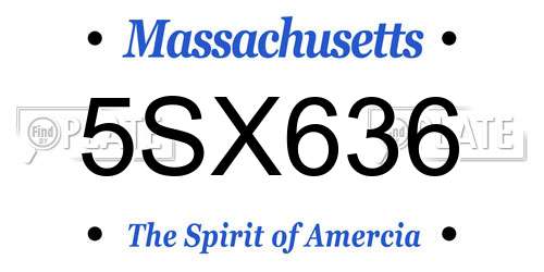 5SX636 Massachusetts License Plate
