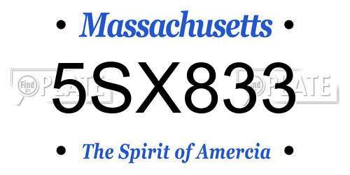 5SX833 Massachusetts License Plate
