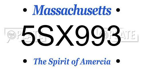 5SX993 Massachusetts License Plate