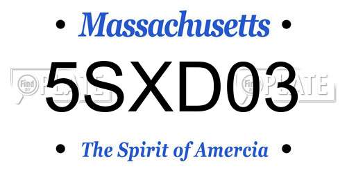 5SXD03 Massachusetts License Plate