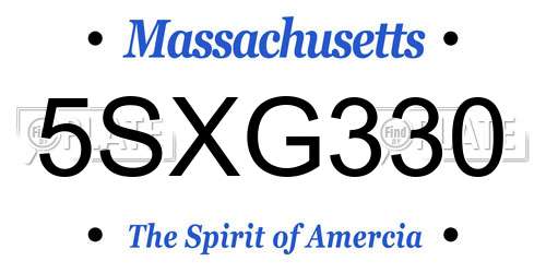 5SXG330 Massachusetts License Plate