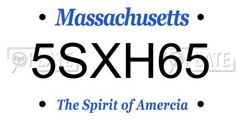 5SXH65 Massachusetts License Plate