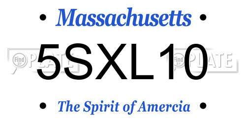 5SXL10 Massachusetts License Plate