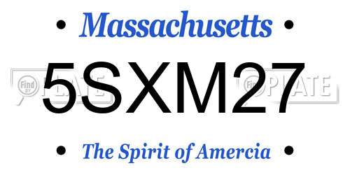 5SXM27 Massachusetts License Plate