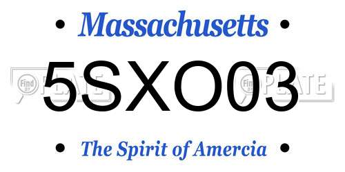 5SXO03 Massachusetts License Plate