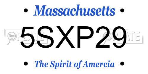 5SXP29 Massachusetts License Plate