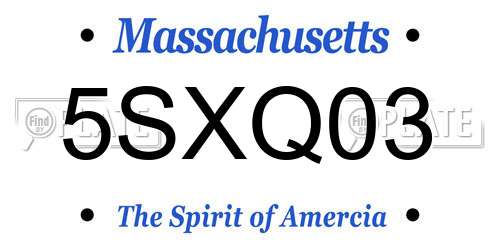 5SXQ03 Massachusetts License Plate