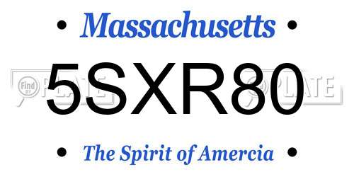 5SXR80 Massachusetts License Plate