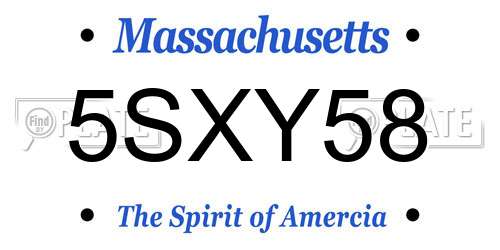 5SXY58 Massachusetts License Plate