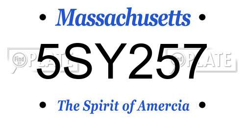 5SY257 Massachusetts License Plate