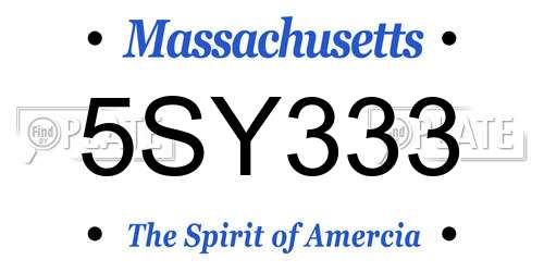 5SY333 Massachusetts License Plate
