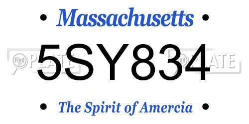 5SY834 Massachusetts License Plate