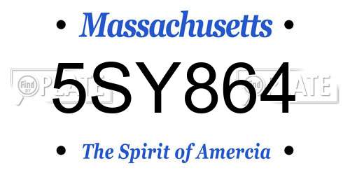 5SY864 Massachusetts License Plate