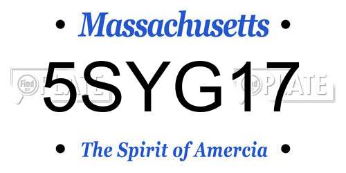 5SYG17 Massachusetts License Plate