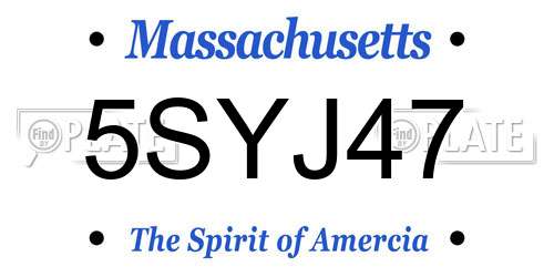 5SYJ47 Massachusetts License Plate
