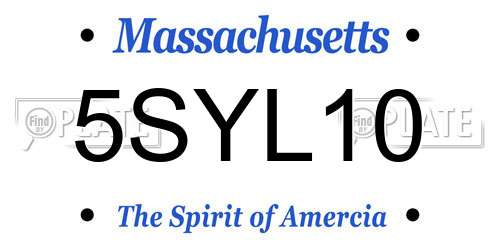 5SYL10 Massachusetts License Plate