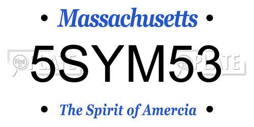 5SYM53 Massachusetts License Plate