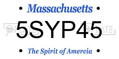 5SYP45 Massachusetts License Plate