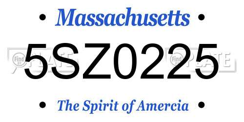 5SZ0225 Massachusetts License Plate