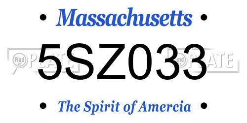 5SZ033 Massachusetts License Plate