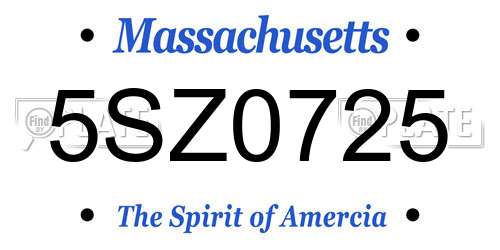 5SZ0725 Massachusetts License Plate