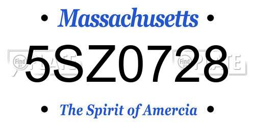 5SZ0728 Massachusetts License Plate